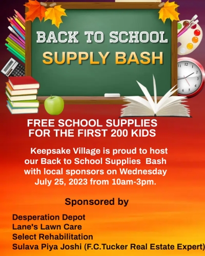 Back to school supplies drive bash